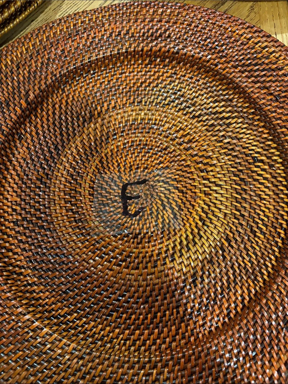 Williams Sonoma Nito Handwoven Charger Plates Set of 2 Rich Spice Brown 13